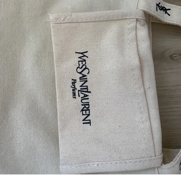 Yves Saint Laurent Parfum White Canvas Tote with Black Monogram/Embroidered - Picture 3 of 12